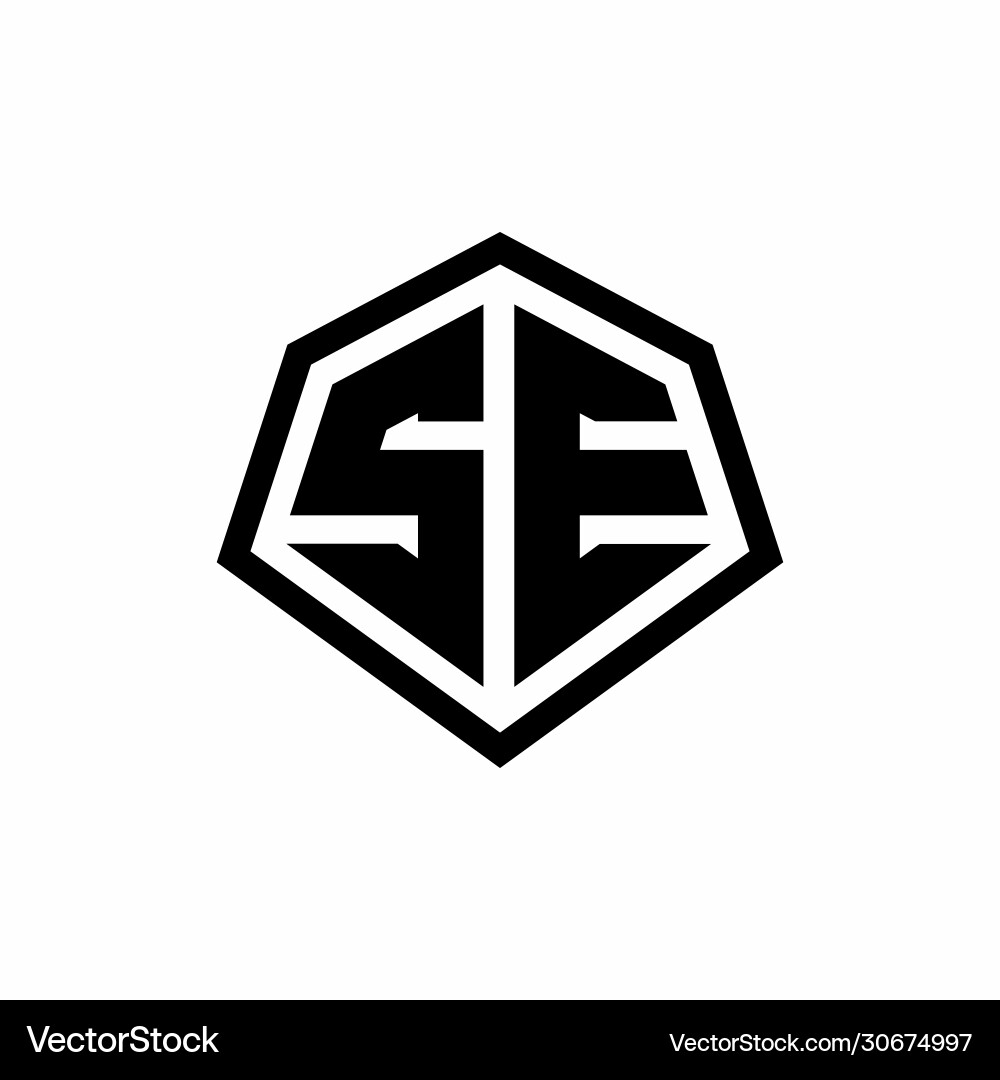 Se monogram logo with hexagon shape and line vector image