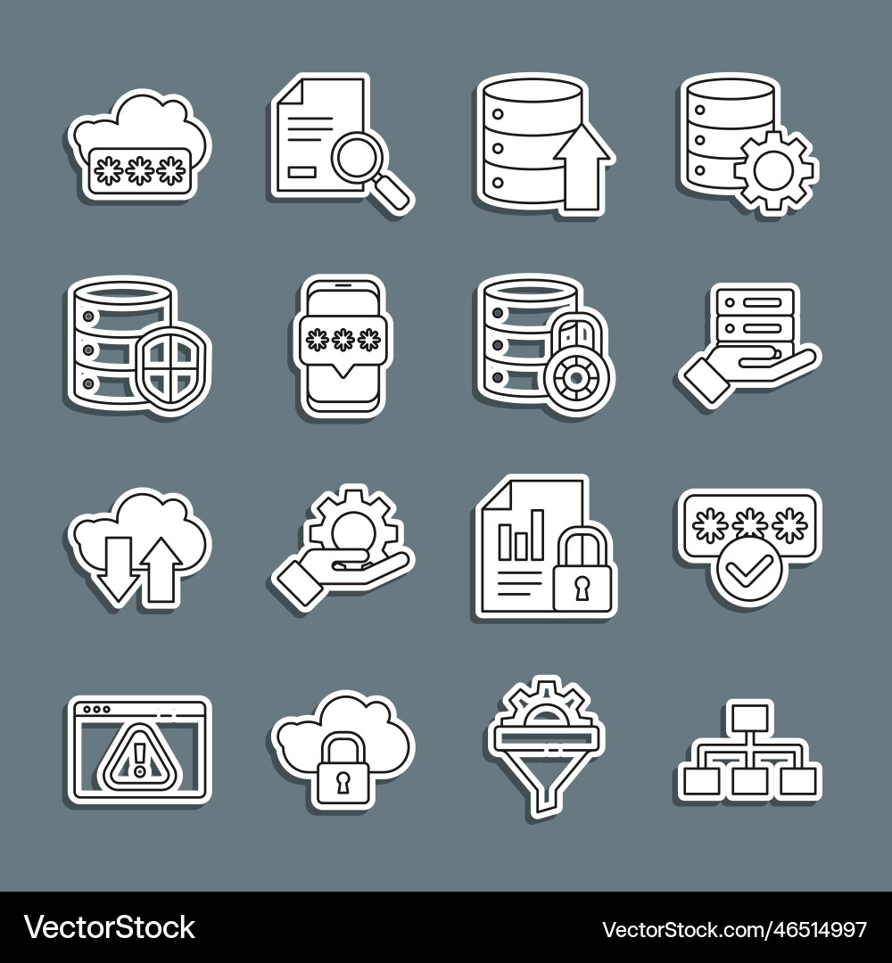 Set line hierarchy organogram chart password vector image