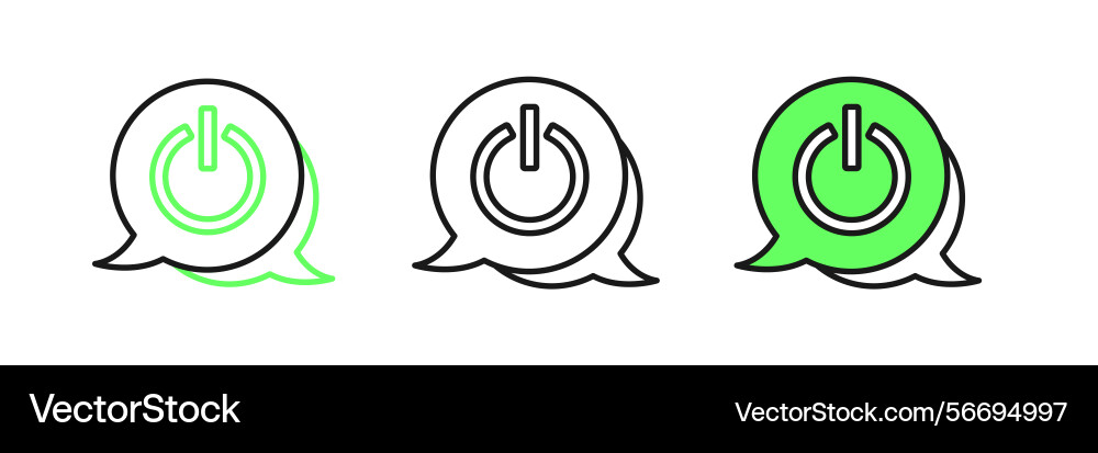 Set line power button icon isolated on white vector image