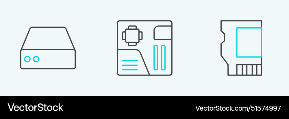 Set line sd card server data web hosting Set line sd card server data web hosting vector image