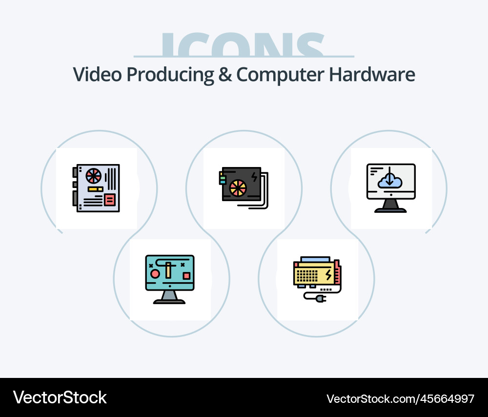 Video producing and computer hardware line filled Vector Image