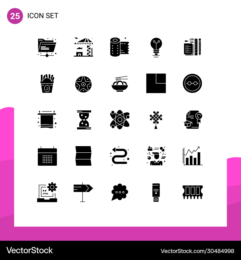 25 universal solid glyphs set for web and mobile Vector Image