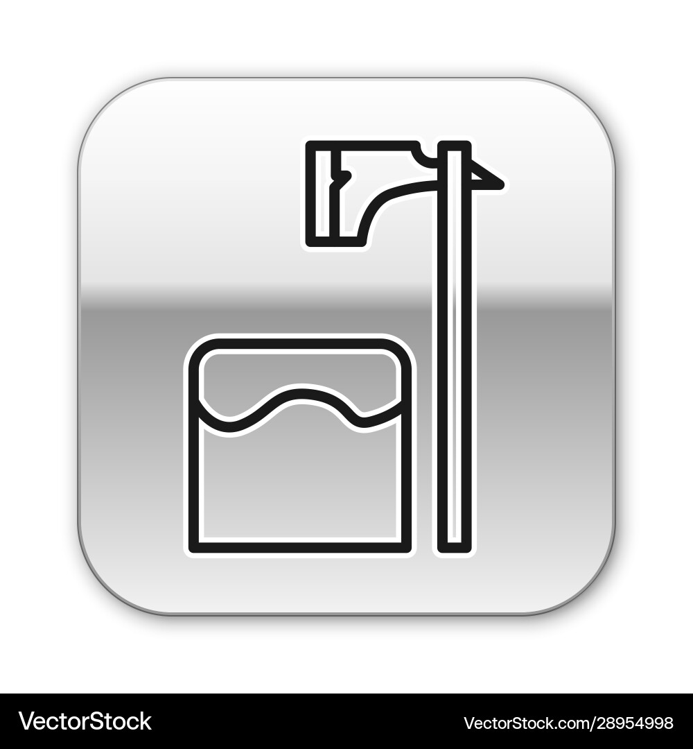 Black line executioner axe in tree block icon Black line executioner axe in tree block icon Vector Image