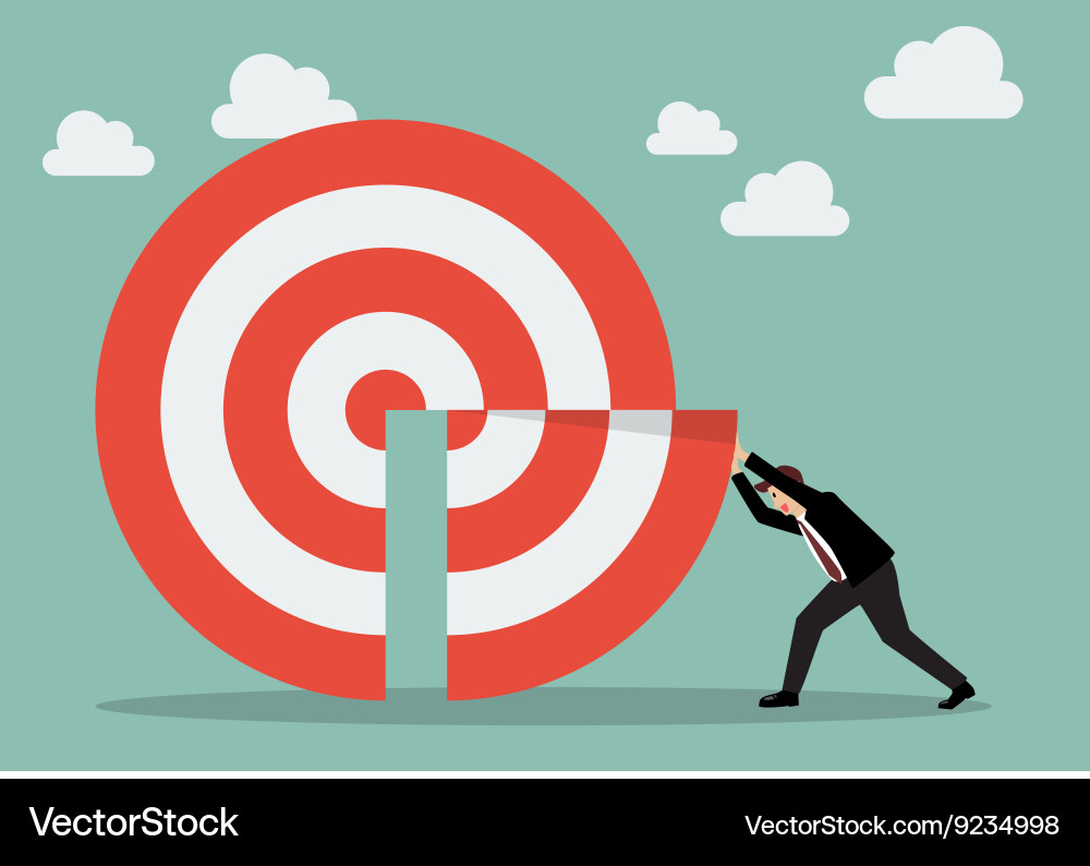 Businessman pushing missing piece in big target Vector Image