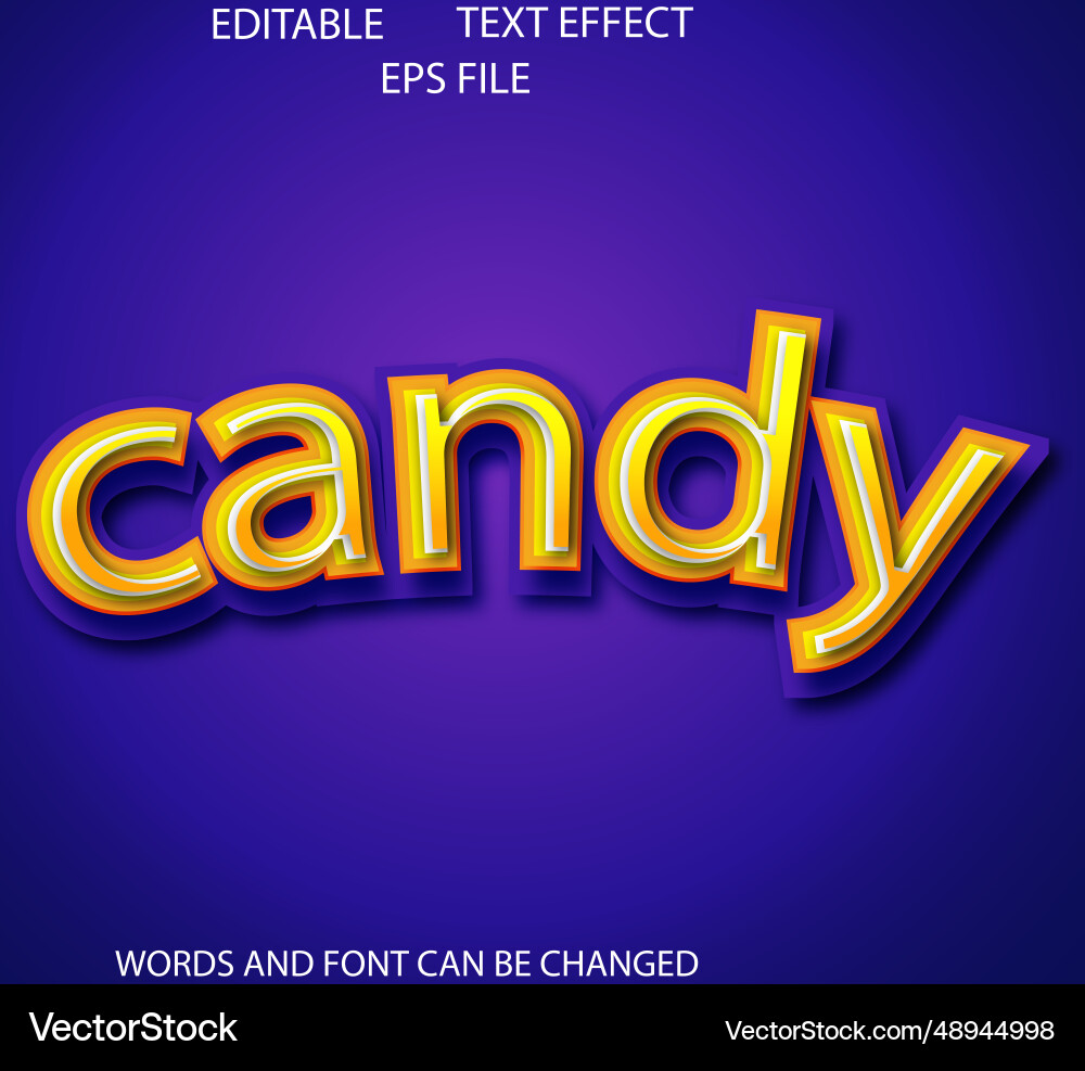 Candy editable text effect 3d font style use vector image