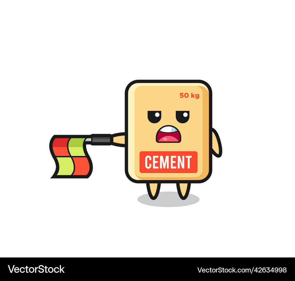 Cement sack character as line judge hold the flag Vector Image