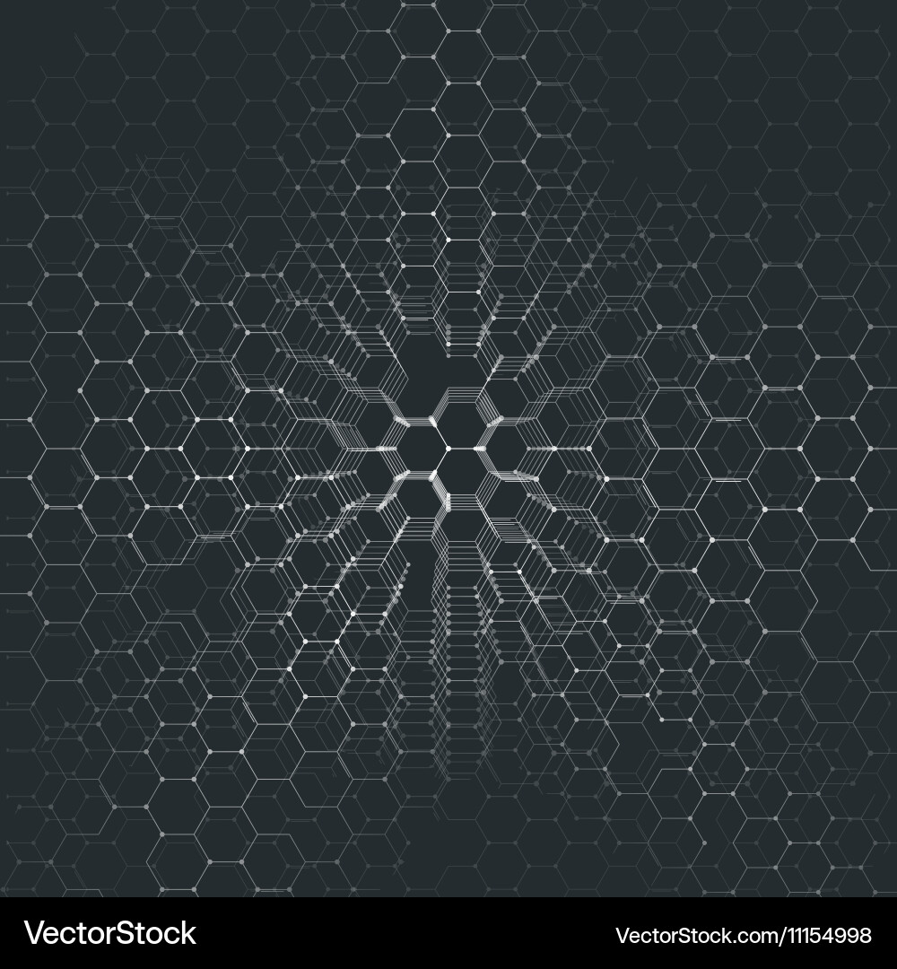 Chemistry 3d pattern hexagonal molecule structure vector image