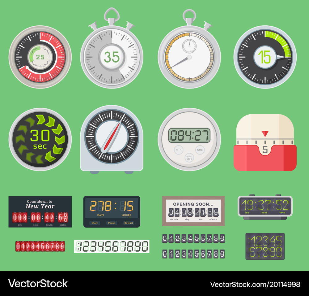 Clock & Timer Symbols vector image