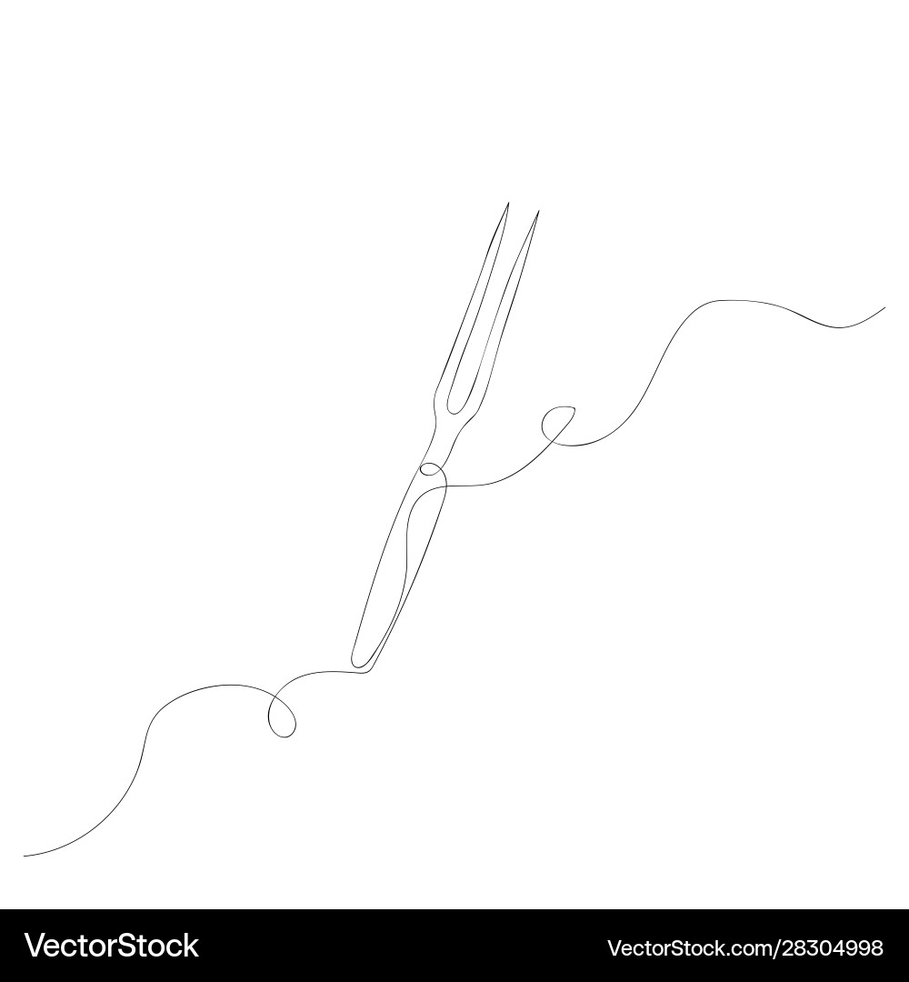 Continuous one line double-toothed fork vector image