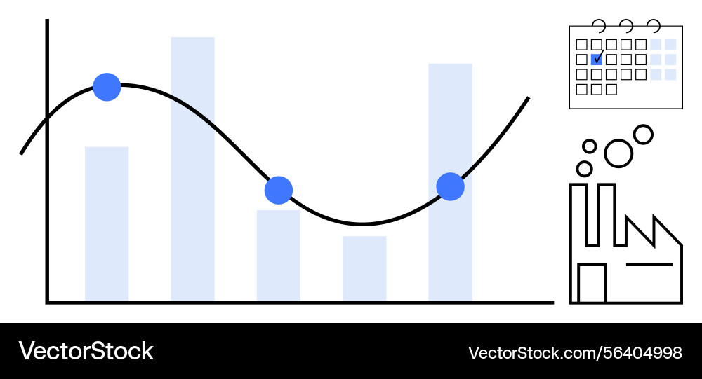 Data trends analysis with graph calendar Data trends analysis with graph calendar vector image