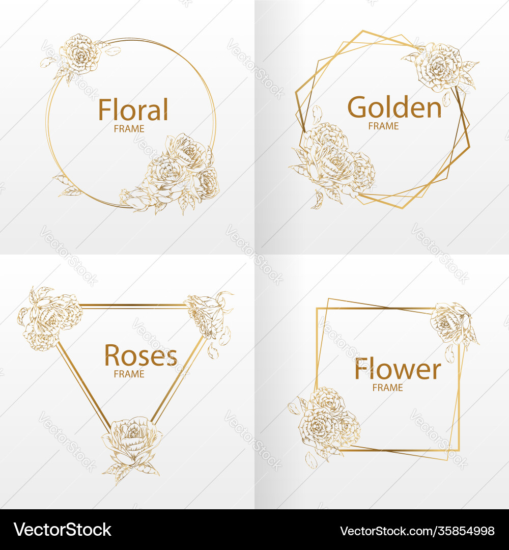 Frame wedding floral ornament handdrawn rose flowe vector image