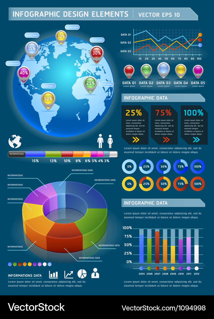 Global Data Infographic Elements vector image