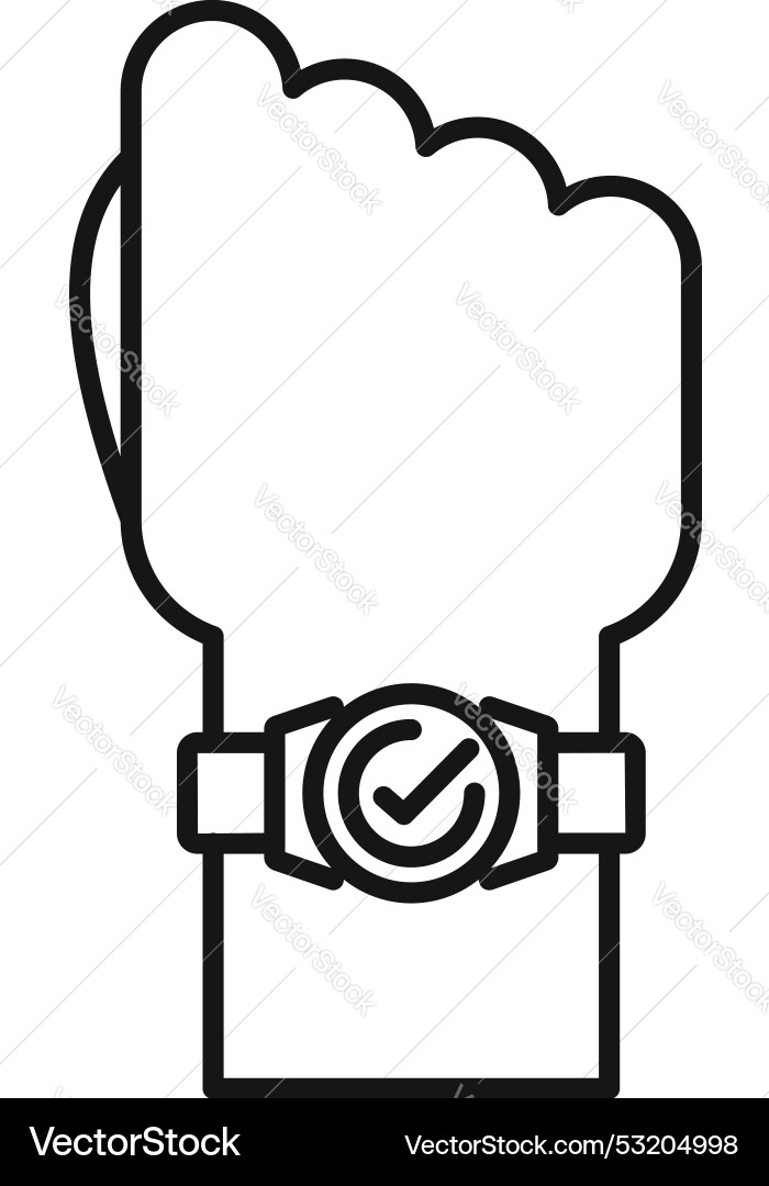 Hand wearing smartwatch with check mark showing Vector Image