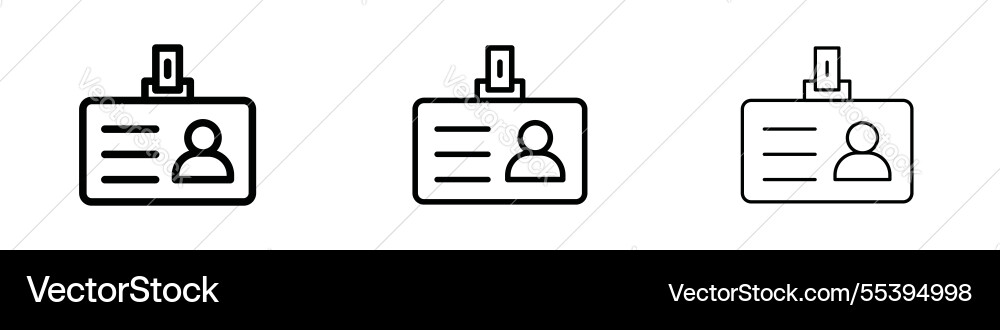 Id badge icons in three different stroke lines Id badge icons in three different stroke lines vector image