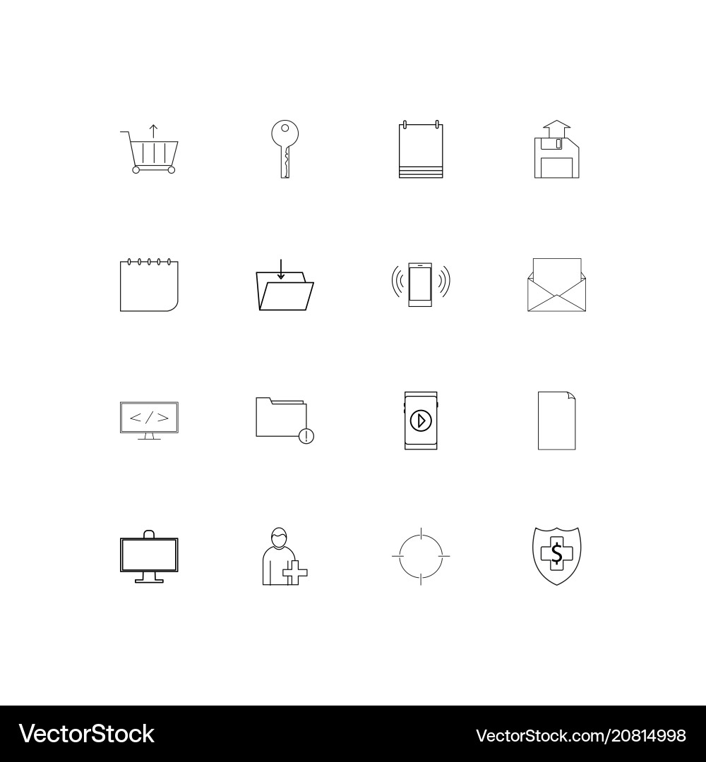 Internet technologies linear thin icons set vector image