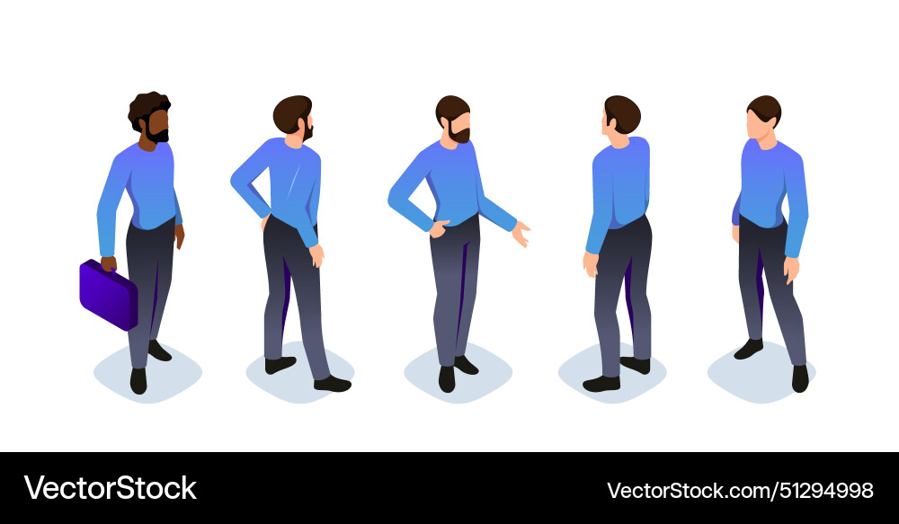 Isometric constructor to create male character Vector Image
