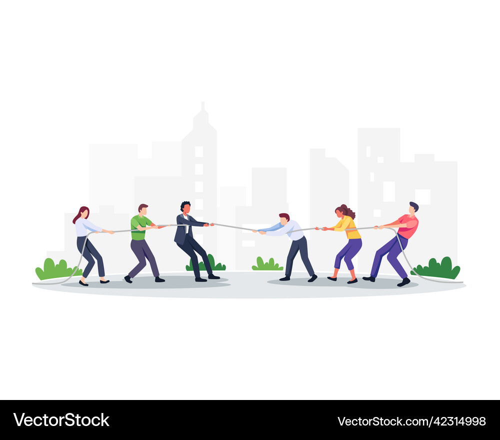 Man and woman play tug of war Man and woman play tug of war Vector Image