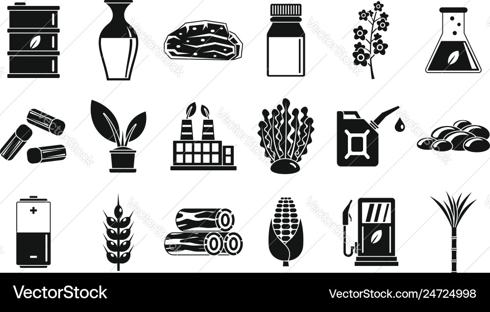 Nature bio fuel icons set simple style Nature bio fuel icons set simple style vector image