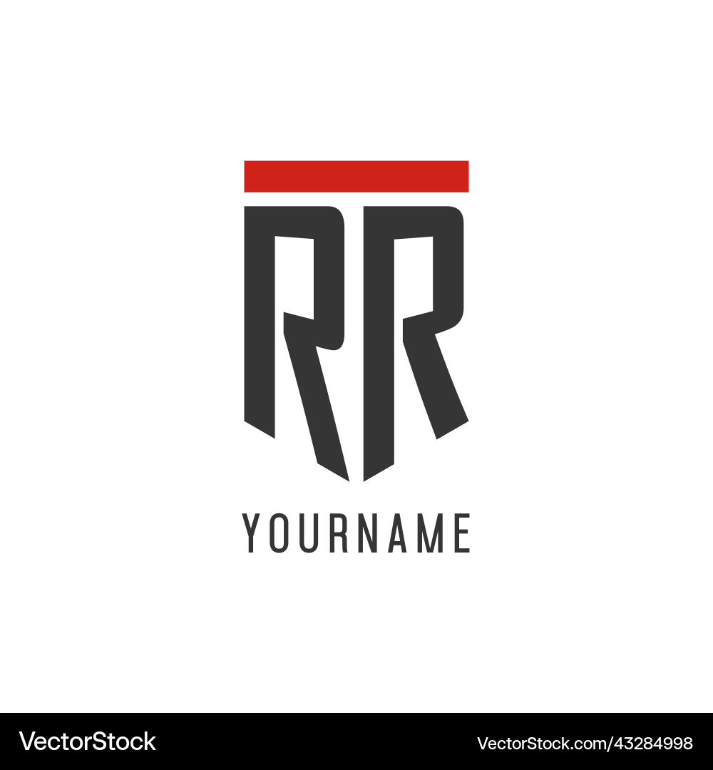 Rr initial esport logo with simple shield design Rr initial esport logo with simple shield design Vector Image