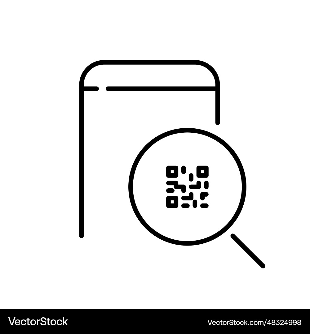 Scan qr-code on smartphone with magnifying glass Scan qr-code on smartphone with magnifying glass vector image