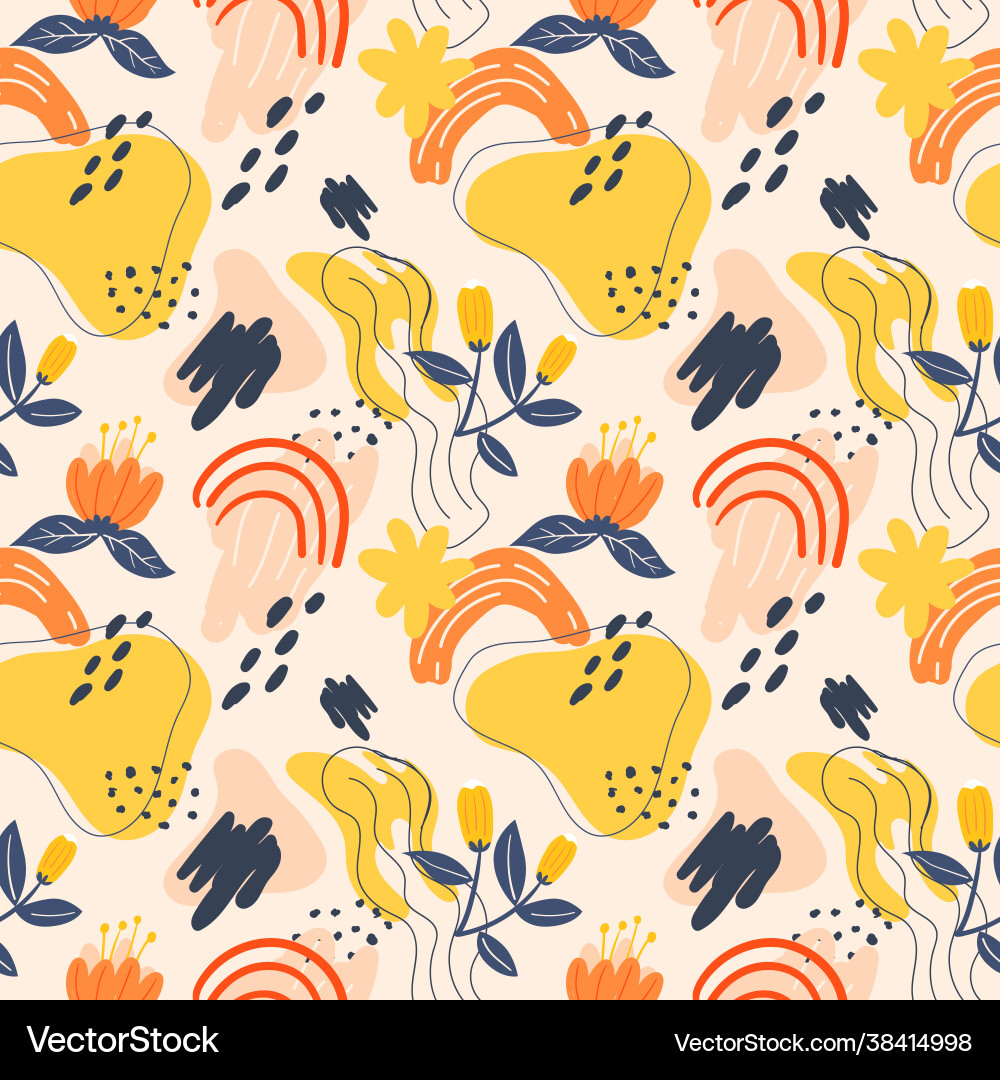 Seamless pattern flowers and element design Seamless pattern flowers and element design vector image
