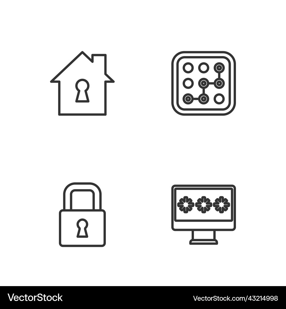 Set line monitor with password lock house under Vector Image