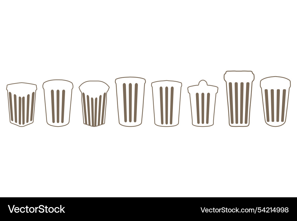 Simple trash can outline design set Vector Image