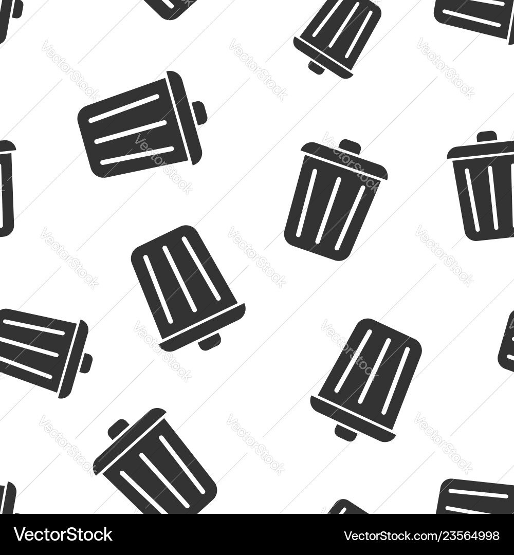 Trash bin garbage icon seamless pattern vector image