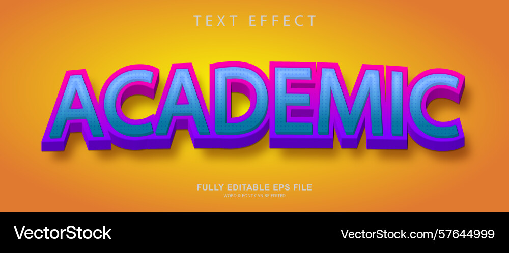 Academic editable text font effect vector image