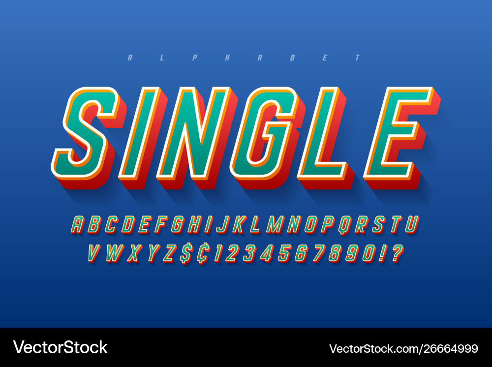 Colorful 3d display font design alphabet letters Vector Image