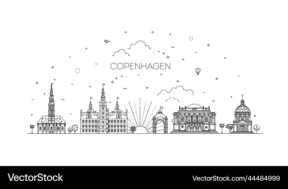Copenhagen Skyline - Architecture Vector Image