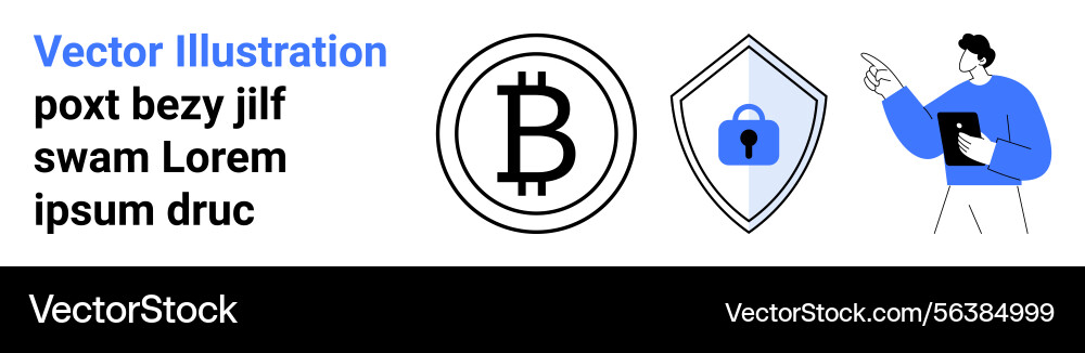 Cryptocurrency and blockchain security concept Cryptocurrency and blockchain security concept vector image