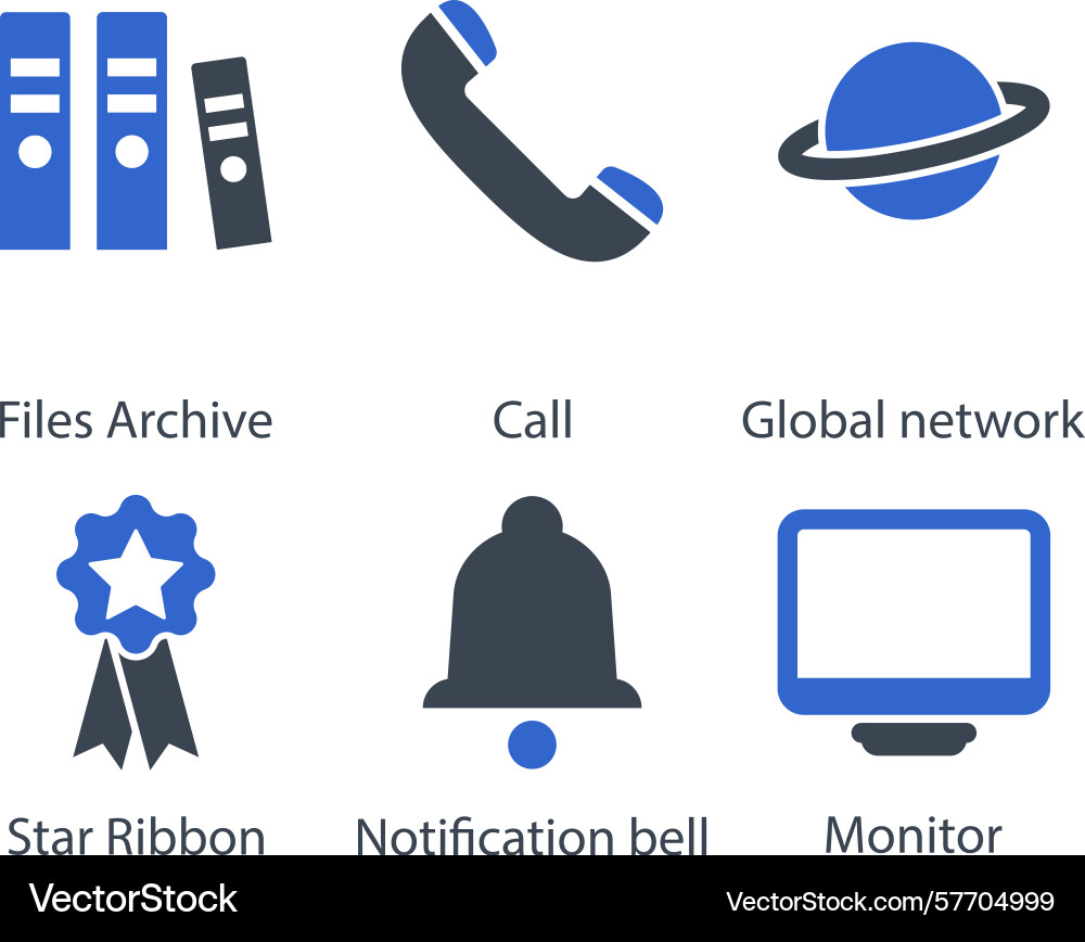 Files archive call global network star ribbon vector image