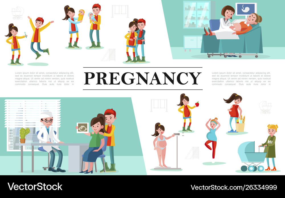 Flat pregnancy composition Vector Image