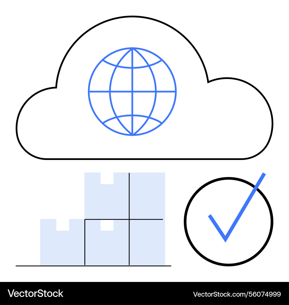 Global cloud storage network with organized data Global cloud storage network with organized data vector image