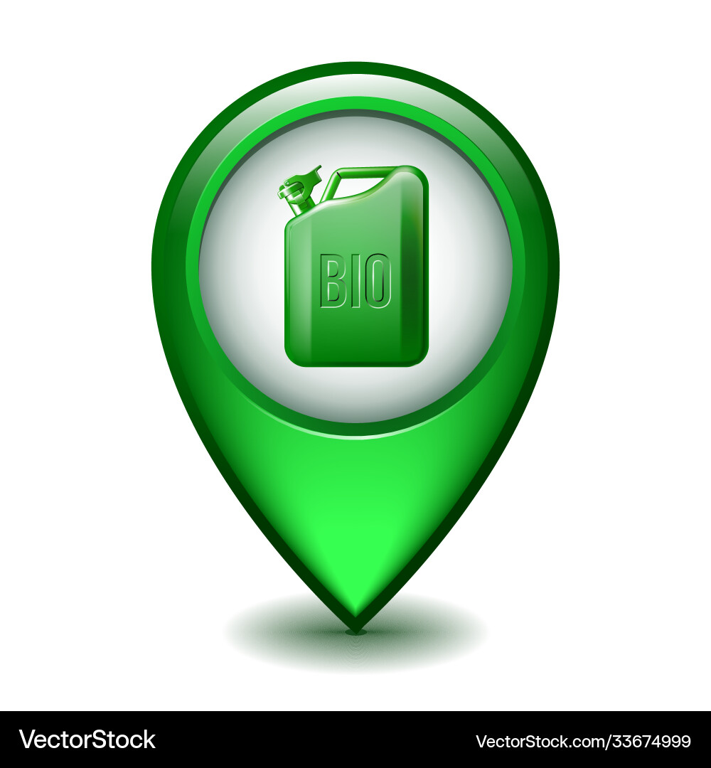 Green glossy style map pointer with canister Green glossy style map pointer with canister vector image