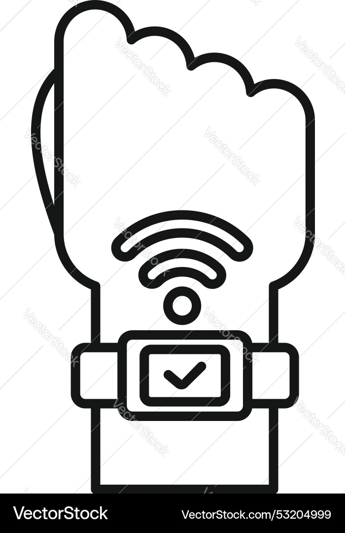 Hand wearing smartwatch with wifi connection Hand wearing smartwatch with wifi connection vector image