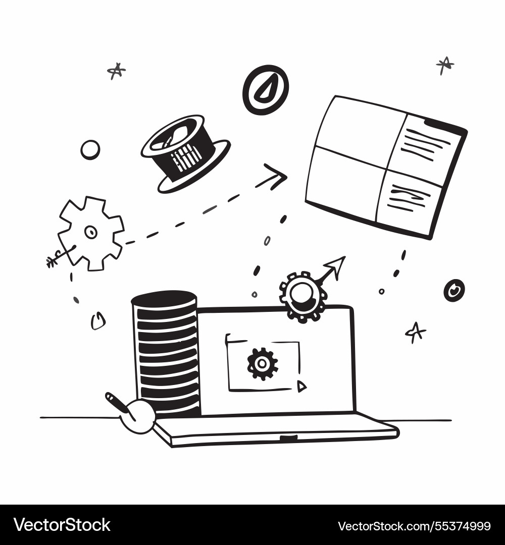 Laptop with holographic ai qa and metrics icons vector image