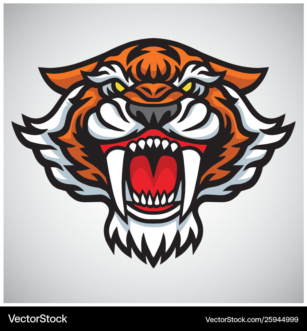 Saber Tooth Tiger Logo - Fierce Mascot Vector Image