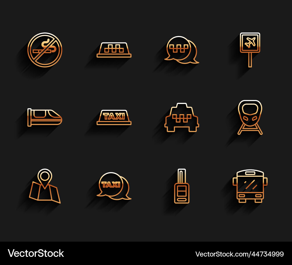 Set line folded map with location taxi call Vector Image