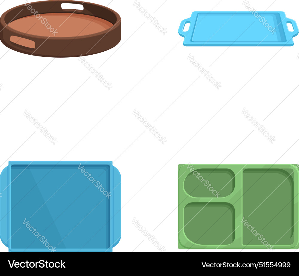 Set of various empty serving trays icons Vector Image