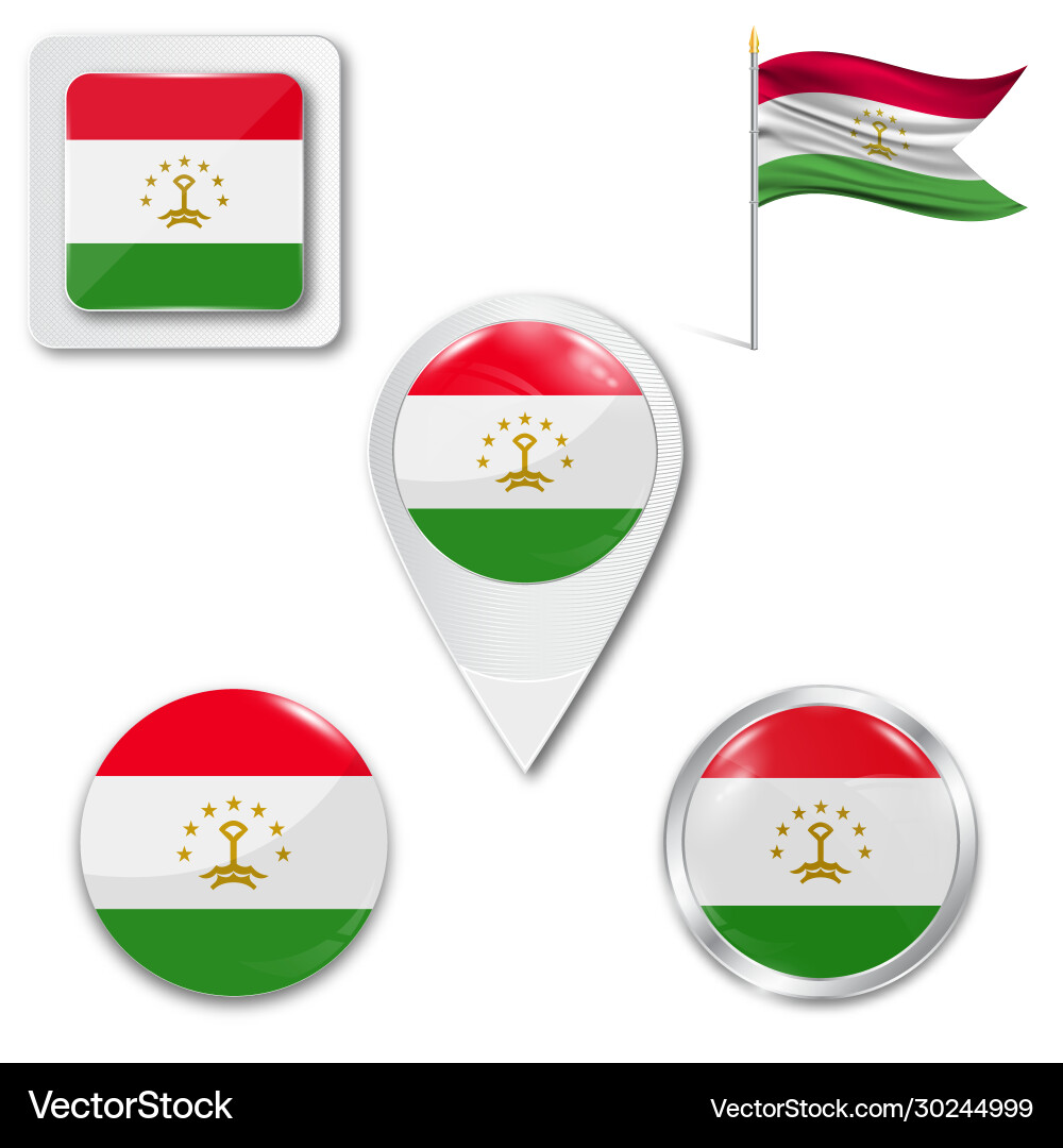 Tadschikistan-Flagge in glänzendem Rundknopf-Symbol Tadschikistan-Flagge in glänzendem Rundknopf-Symbol vektorbild