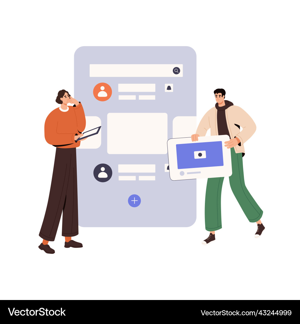 Ux ui design concept designers create and analyze Ux ui design concept designers create and analyze vector image