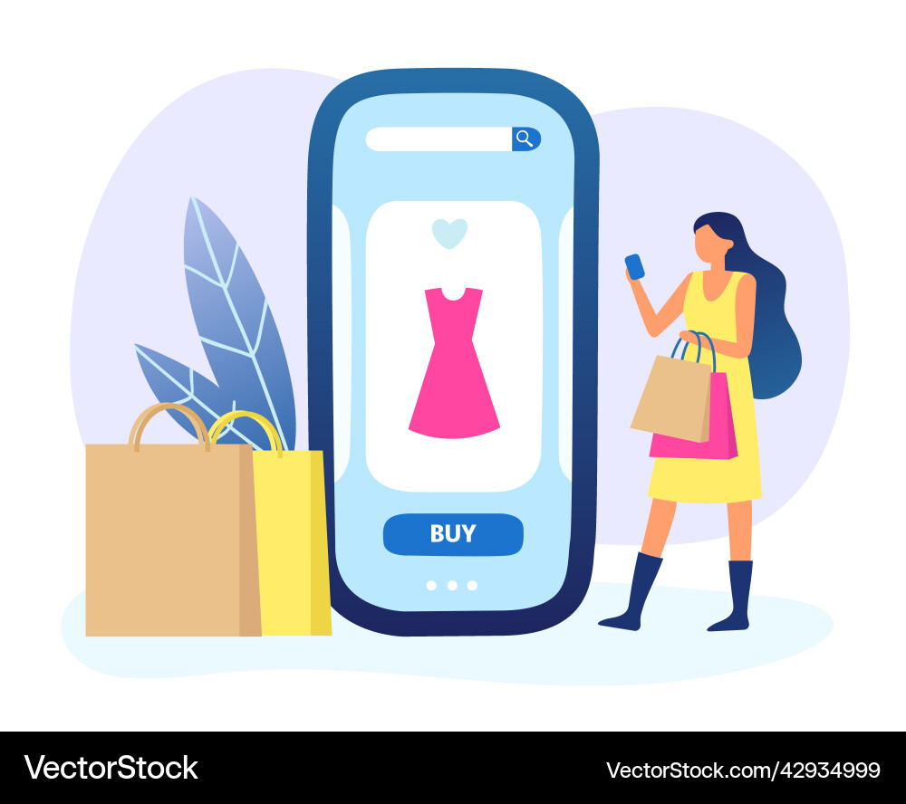 Woman do online shopping by mobile application Woman do online shopping by mobile application vector image