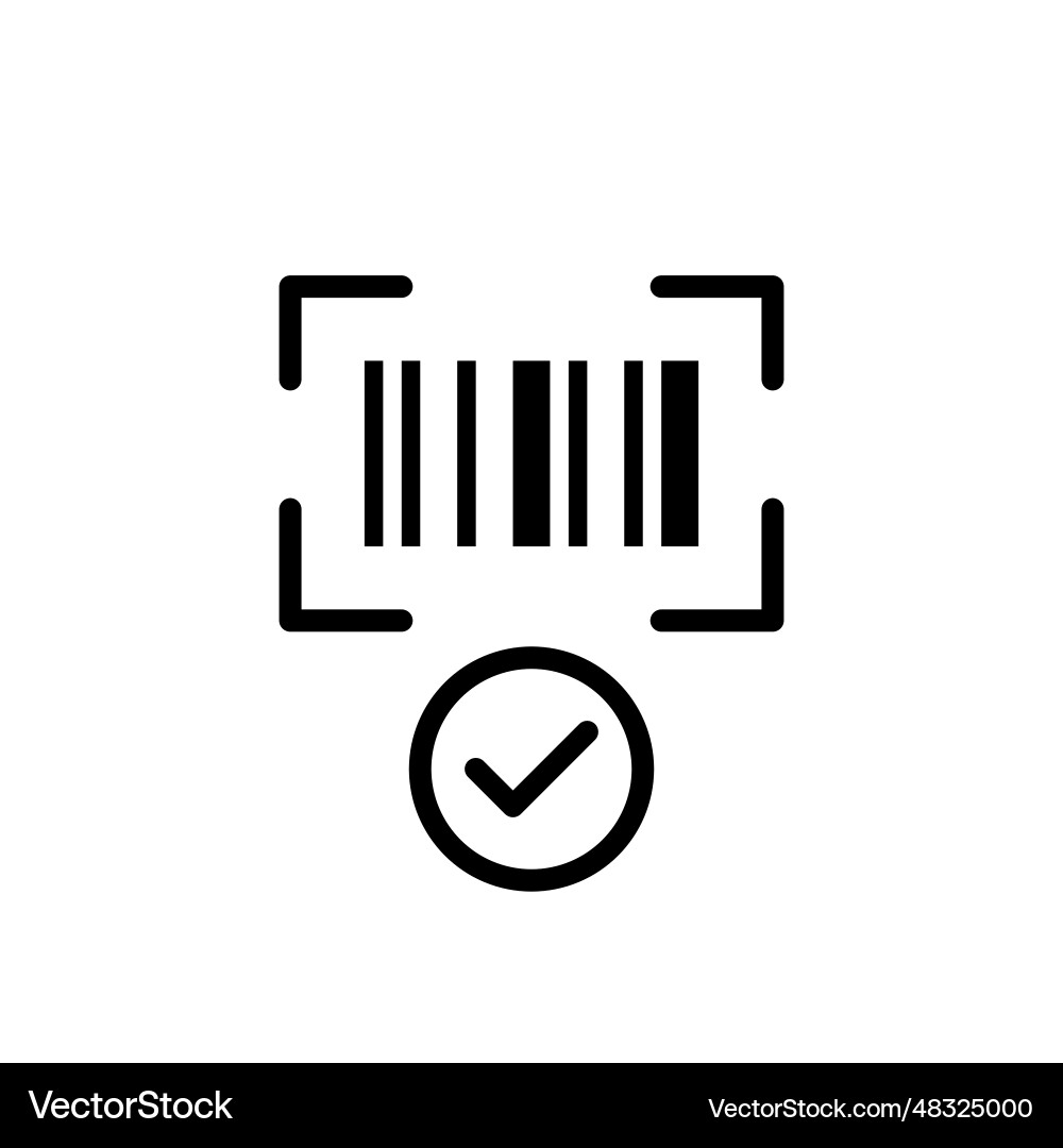 Barcode scan with checkmark approved link Barcode scan with checkmark approved link vector image