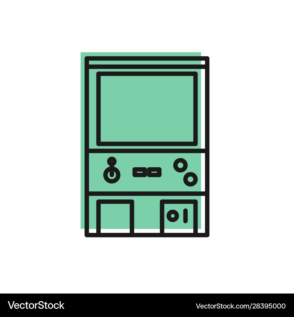 Black line retro arcade game machine icon isolated Vector Image
