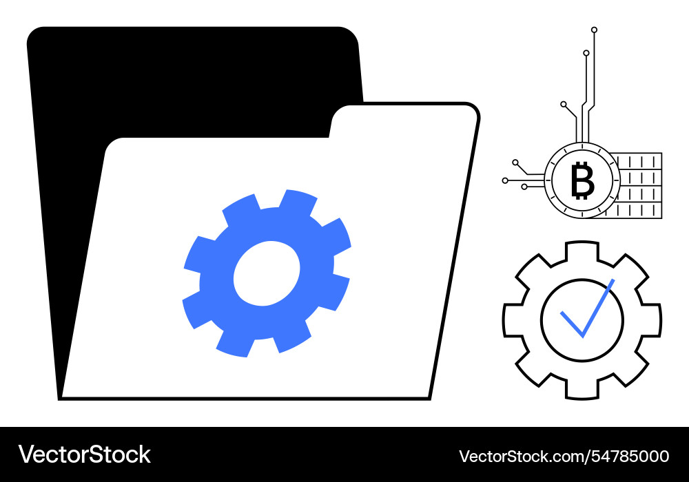 Cryptocurrency data file management Cryptocurrency data file management vector image