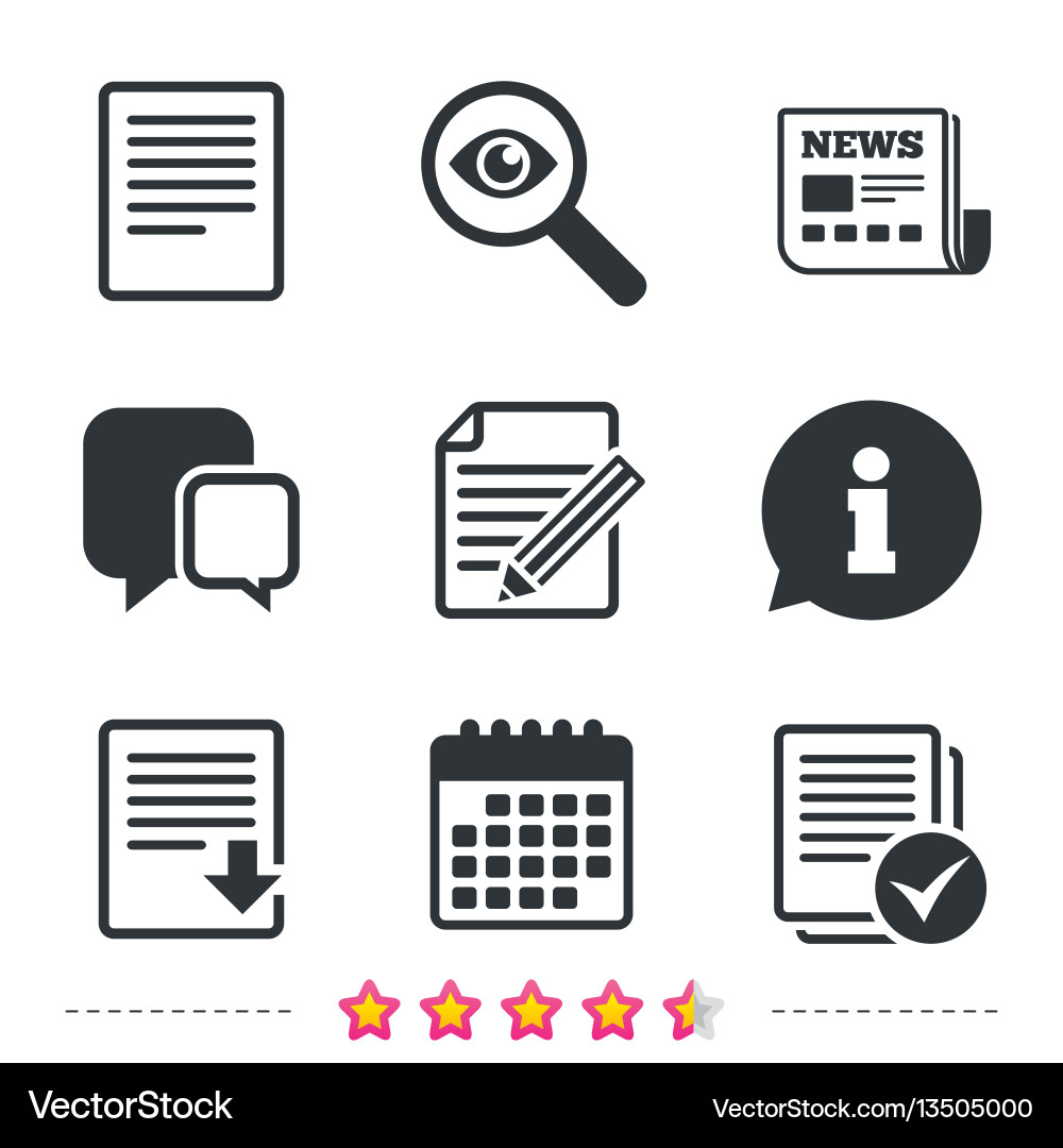 Document icons download file and checkbox vector image