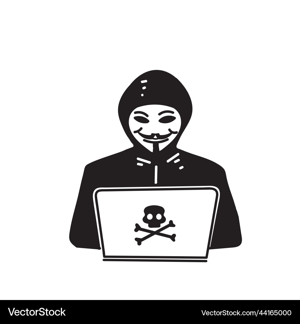 Hand drawn doodle anonymous hacker symbol icon Hand drawn doodle anonymous hacker symbol icon vector image