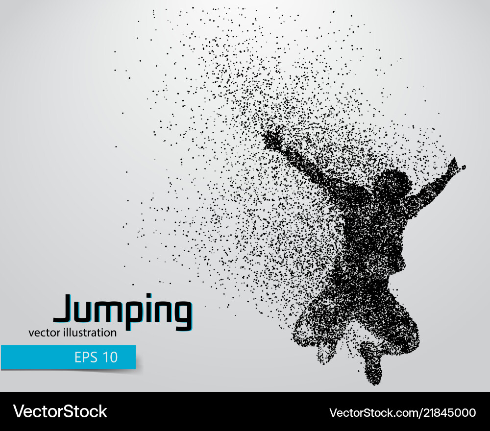 Jumping Man Silhouette with Particle Effect Vector Image